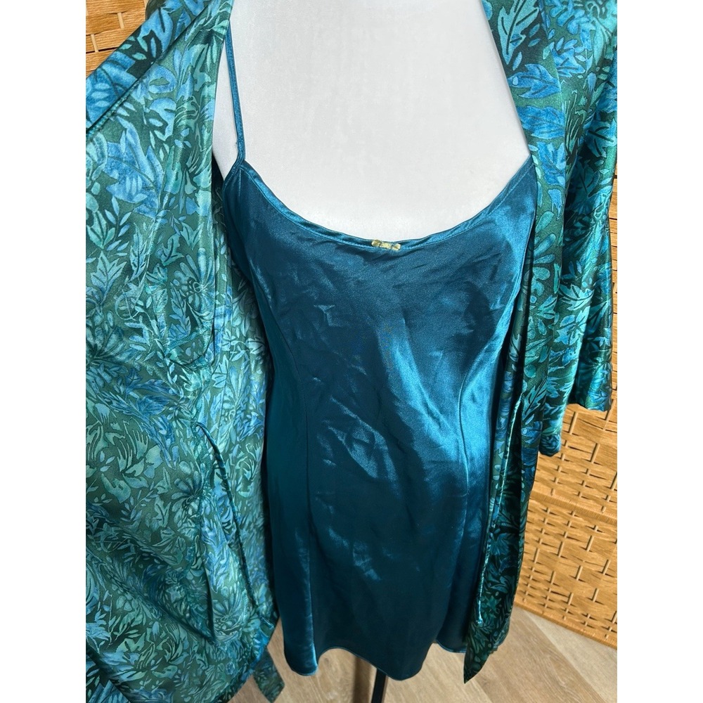 Vintage Womens S-M‎ Lingerie Set Sophia by Delicates Nightie & Robe  Teal